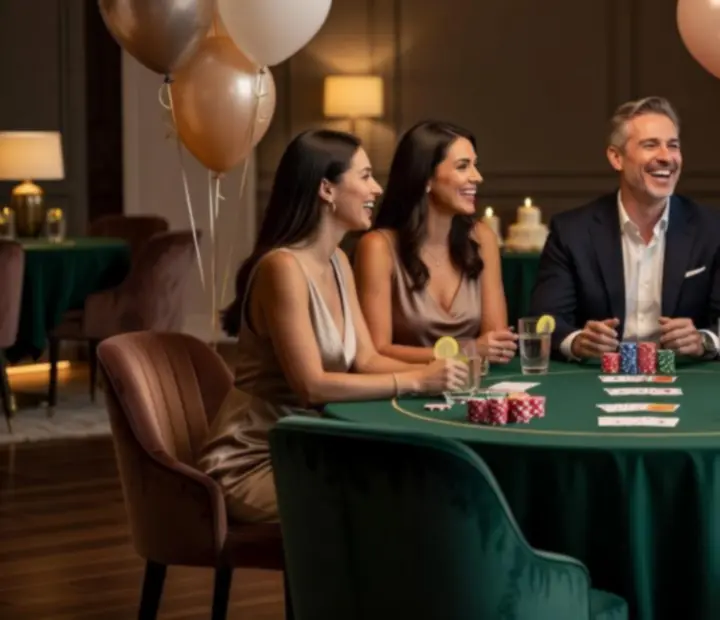Születésnapi póker est gyertyákkal és elegáns dekorációval