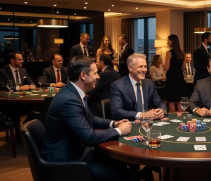Elegáns póker est, vendégek társasági hangulatban